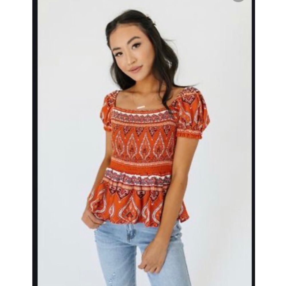 NWOT Shop Zoco Smocked Top